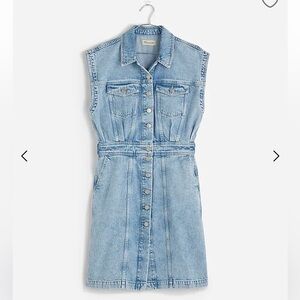 Madewell Denim Cap-Sleeve Shirtdress in Aquino Wash